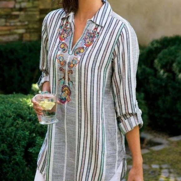Soft Surroundings Aruba tunic top embroidered - Picture 1 of 6